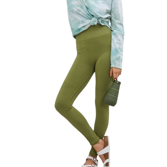 Anthropologie Moss Green Allegro Seamless Leggings NEW - Picture 2 of 8